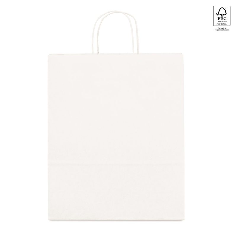 White paper bag with handles, FSC certified