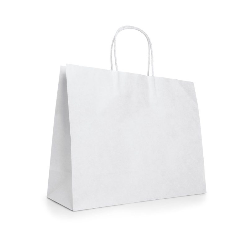 White paper shopping bag with handles