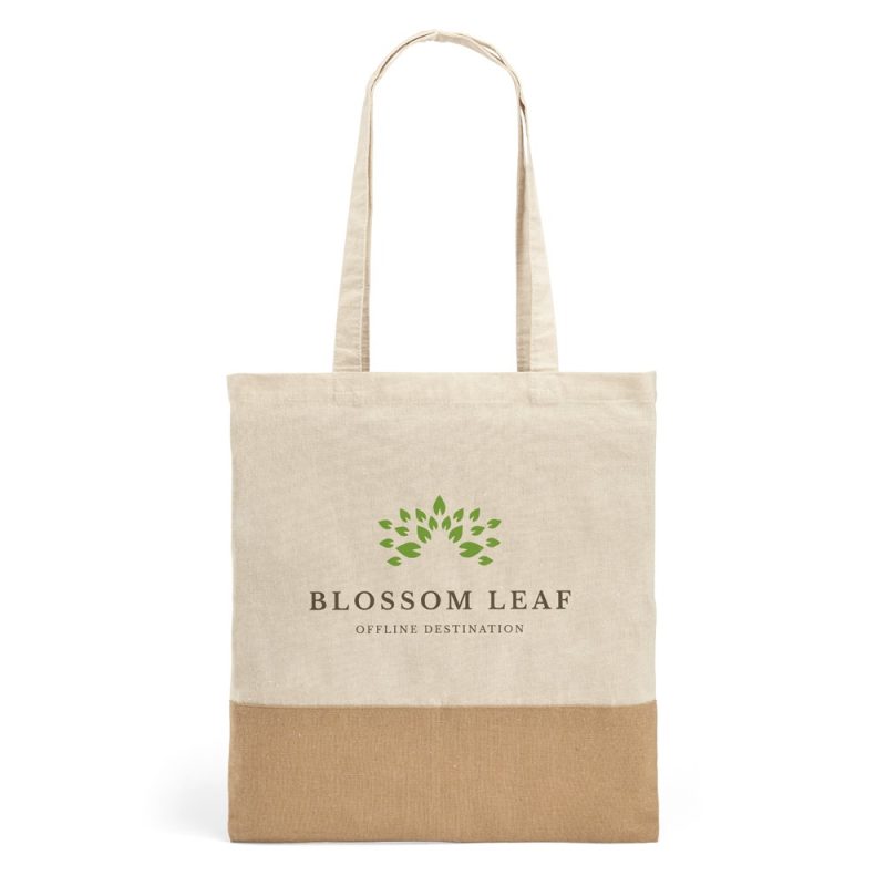 Blossom Leaf tote bag with green leaf logo.