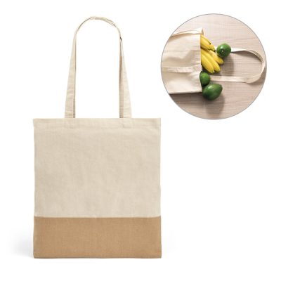 Eco-friendly tote bag with fruit inside.