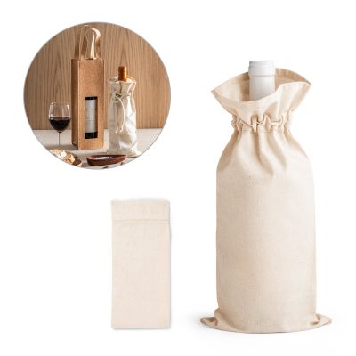 Canvas wine bags with cork holder and wine glass.