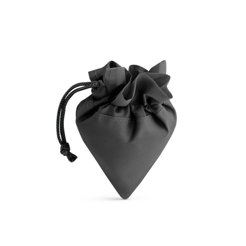 Black heart-shaped drawstring pouch