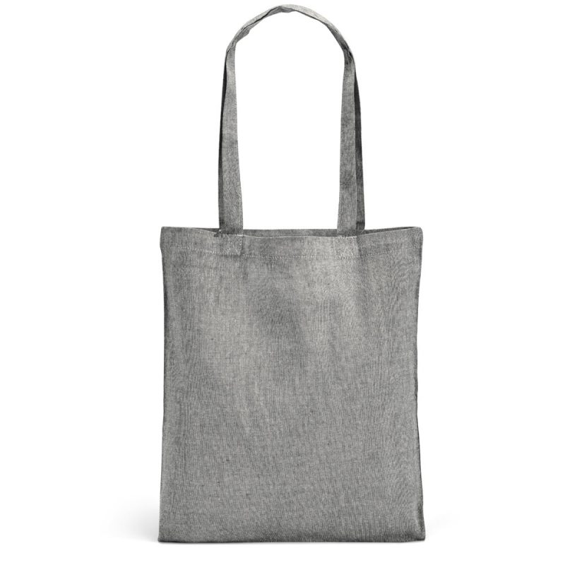 Grey fabric tote bag with handles