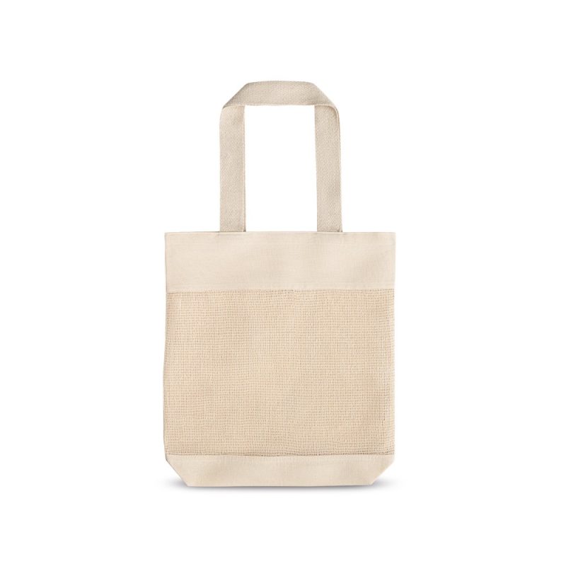 Cream-coloured canvas tote bag with handles.