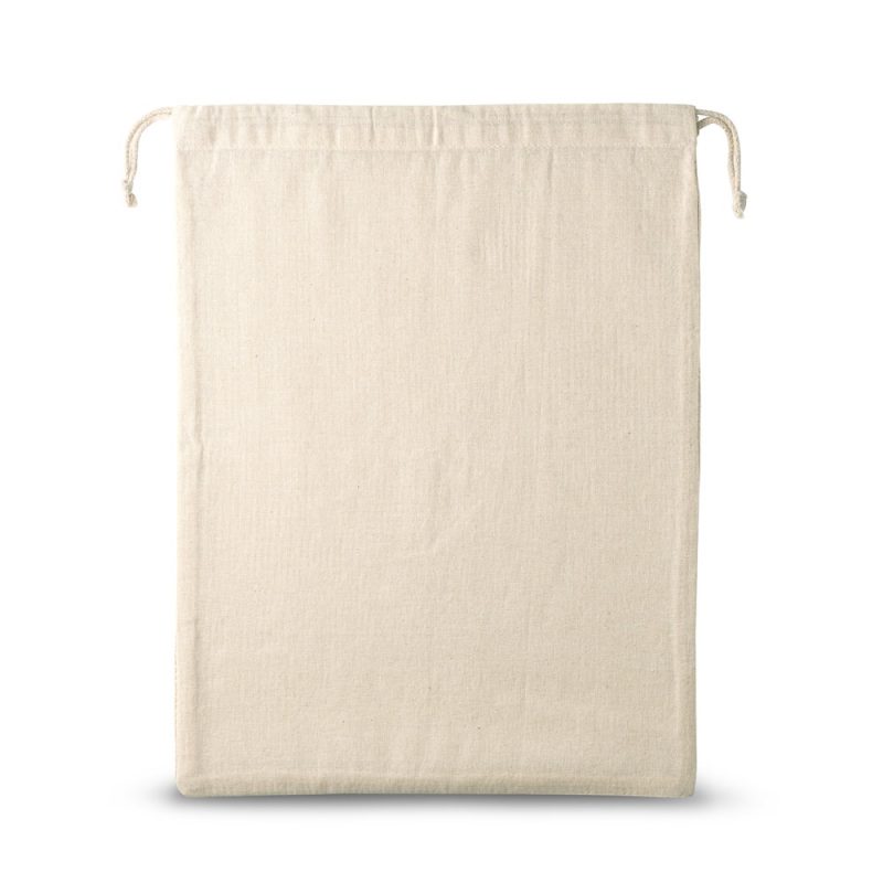 Plain beige drawstring cotton bag