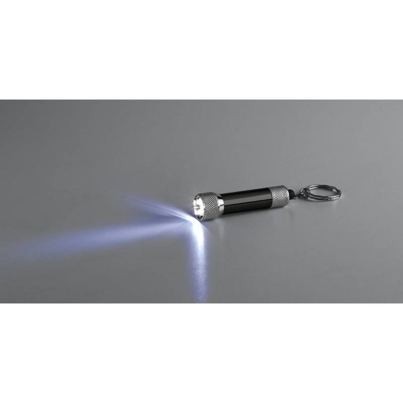 Small flashlight keyring emitting white light