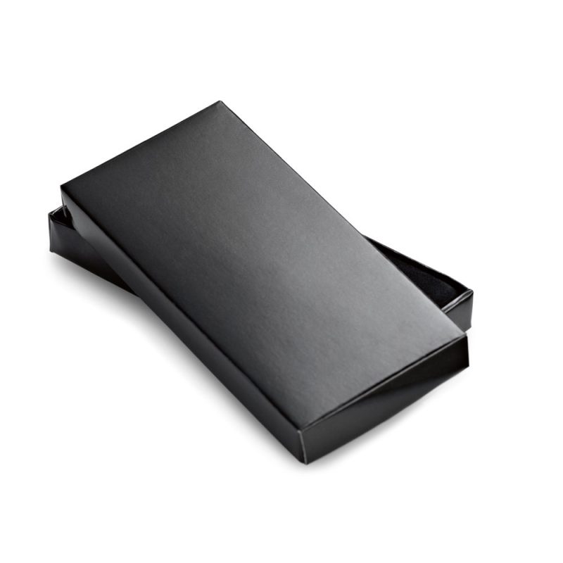 Open black rectangular gift box lid