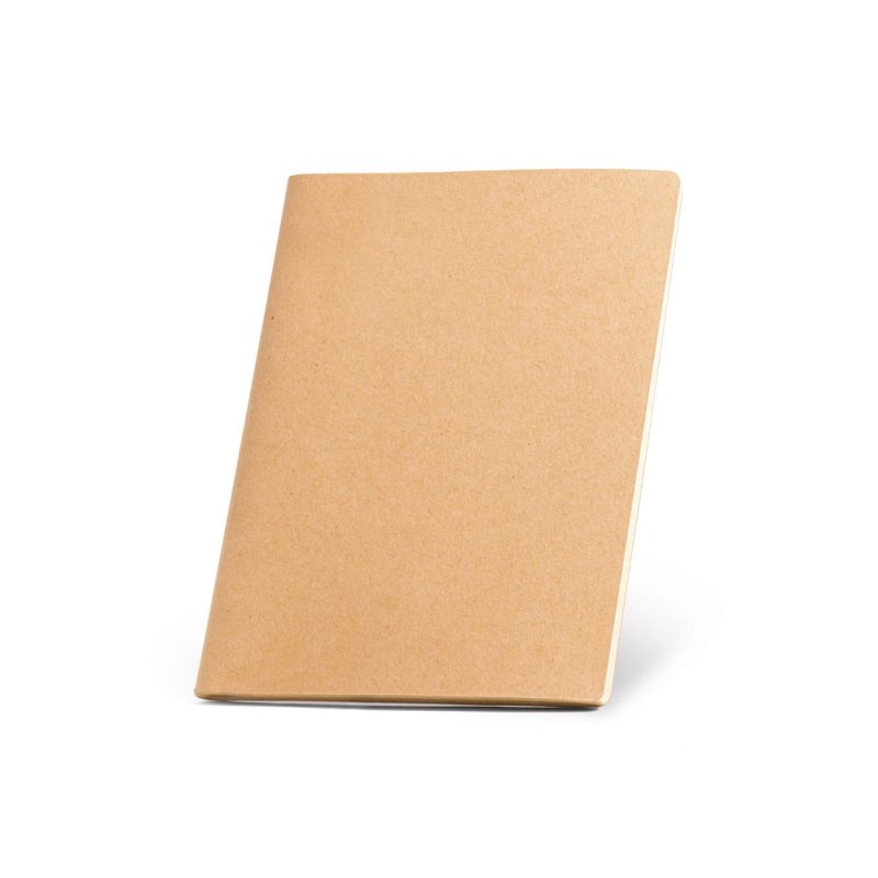 Plain brown notebook on white background.