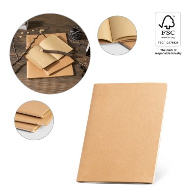 Eco-friendly brown notebooks, FSC certified paper.