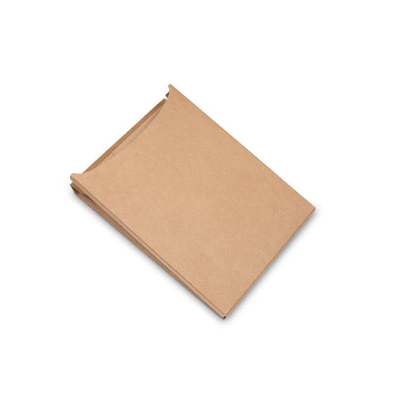 Brown cardboard book mailer packaging.