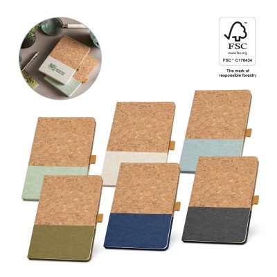 Cork cover notebooks with FSC certification.