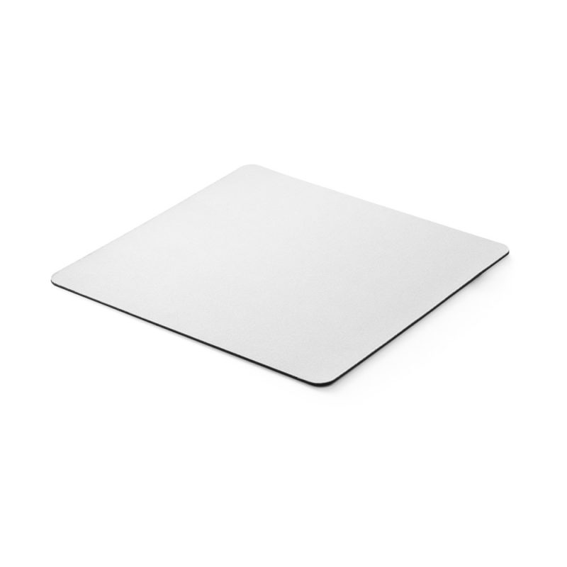 White square mouse pad on white background.