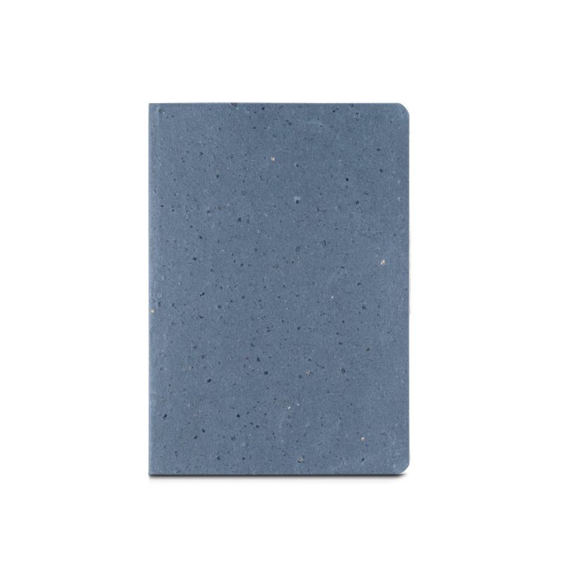 Closed grey notebook with speckled design