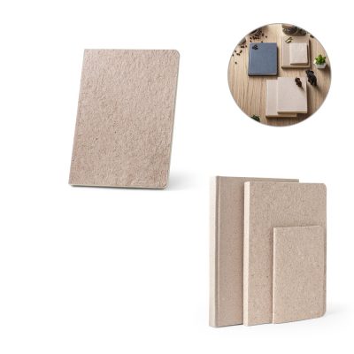Eco-friendly recycled paper notebooks on wooden table.