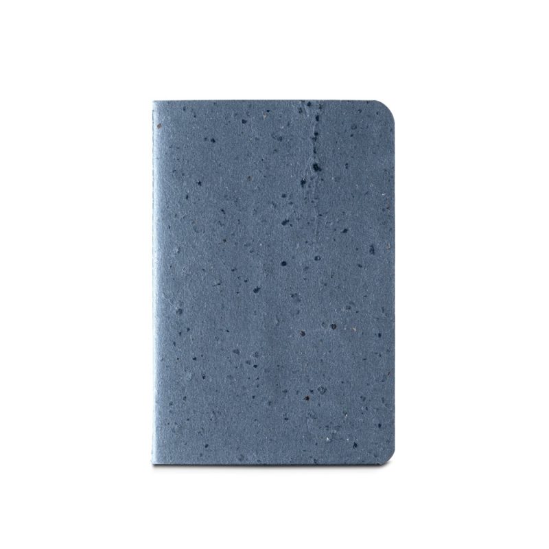 Blue speckled notebook with rounded corners