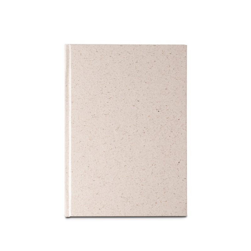 Blank beige book cover, isolated on white background.