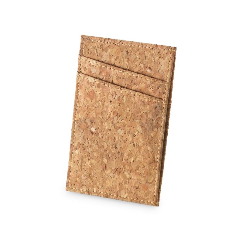 Eco-friendly cork card holder, minimalist design.