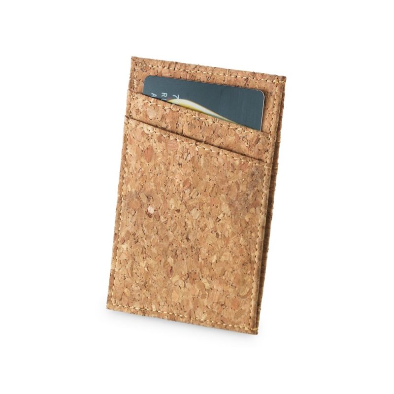 Cork cardholder with inserted credit card