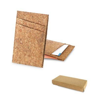 Cork cardholder with box packaging.