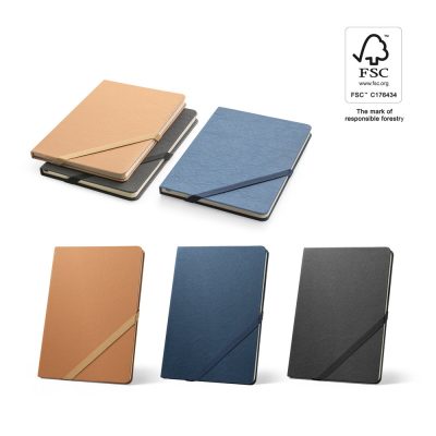 Eco-friendly notebooks in various colours.
