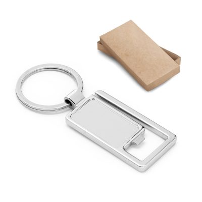 Silver keyring with packaging box.