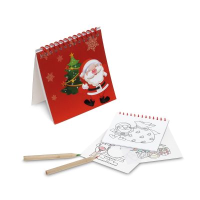 Christmas colouring book with Santa and tree illustration