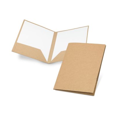Brown paper folders, one open, one closed.