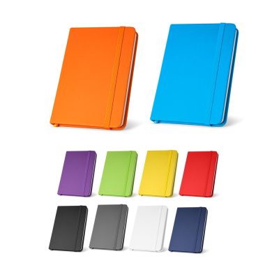 Colourful notebooks with elastic bands, various sizes.