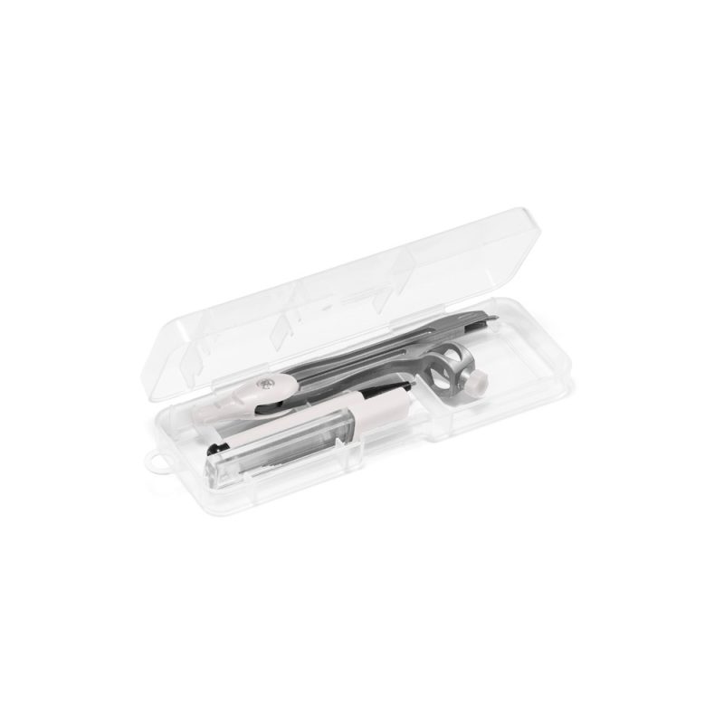 Clear case with geometry compass and tools set