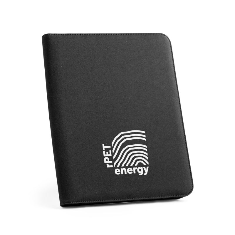 Black folder with rPET energy logo.