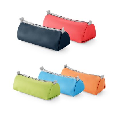 Colourful pencil cases in various colours.