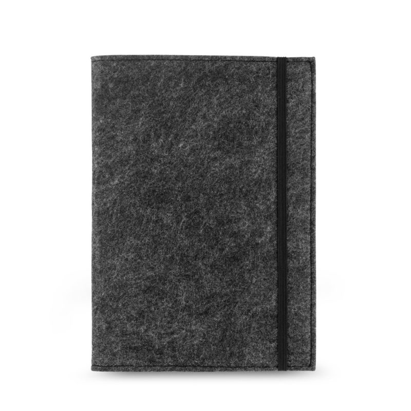 Grey felt notebook with elastic closure