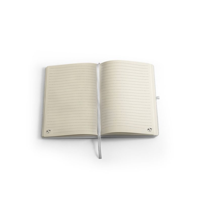 Open lined notebook with bookmark ribbon