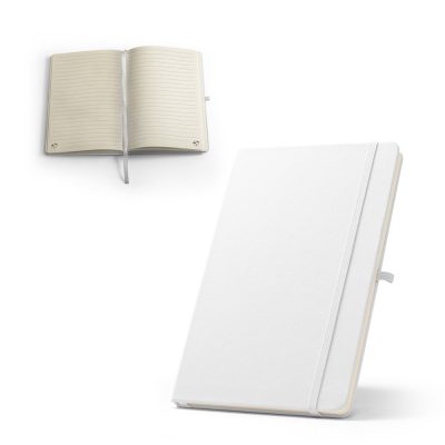 Empty white notebook with lined pages
