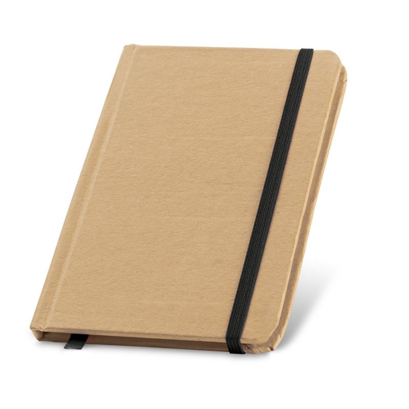 Brown notebook with elastic closure band