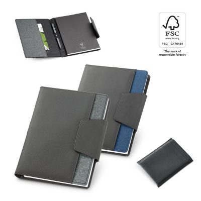 Leather-bound notebooks with card slots and pen holder.
