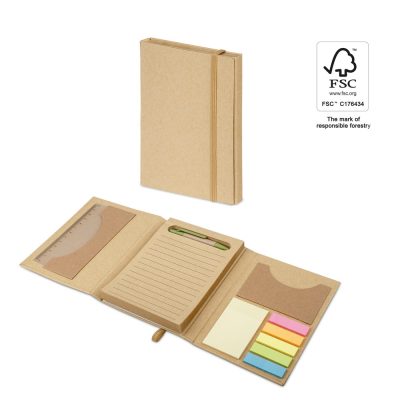 Eco-friendly stationery set with notepad and sticky notes.
