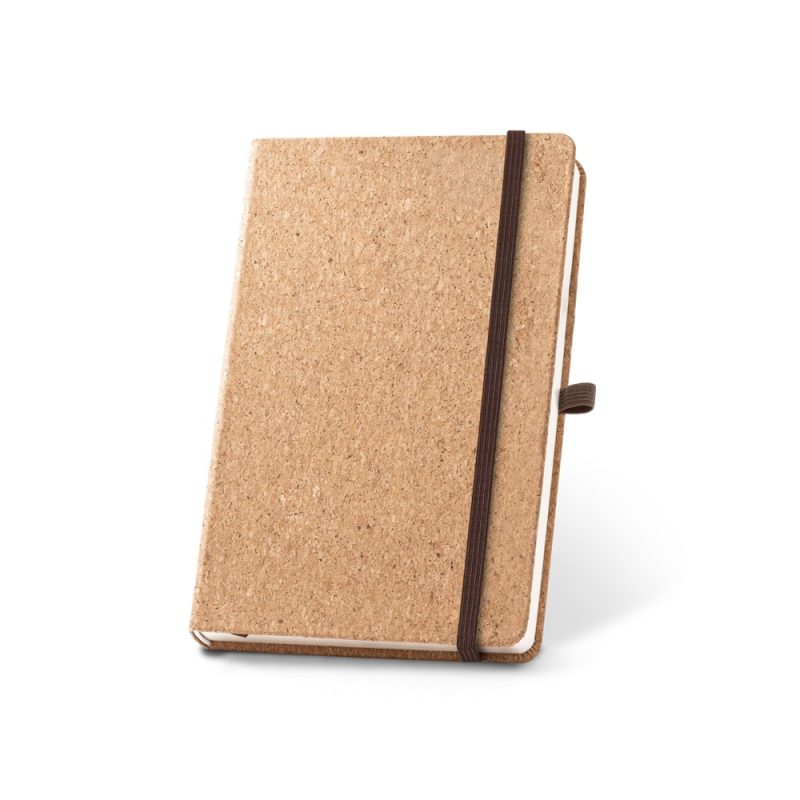 Brown notebook with elastic band closure