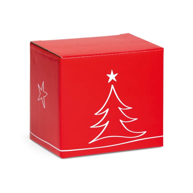 Red Christmas box with tree design