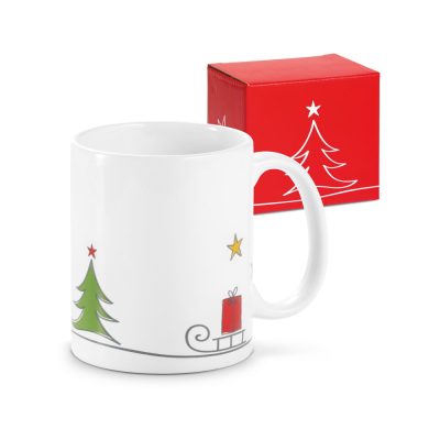 Christmas mug with gift box design.