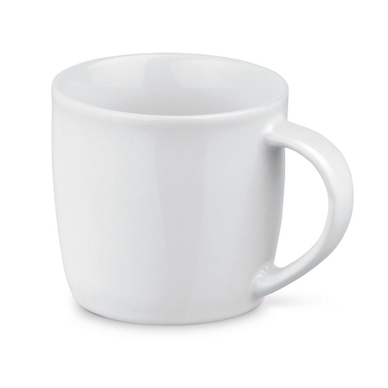 White ceramic mug with handle