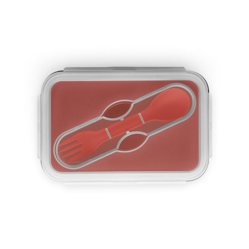 Red spork in a plastic container