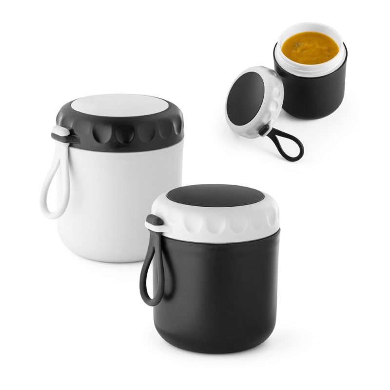 Stylish insulated food containers with lids.