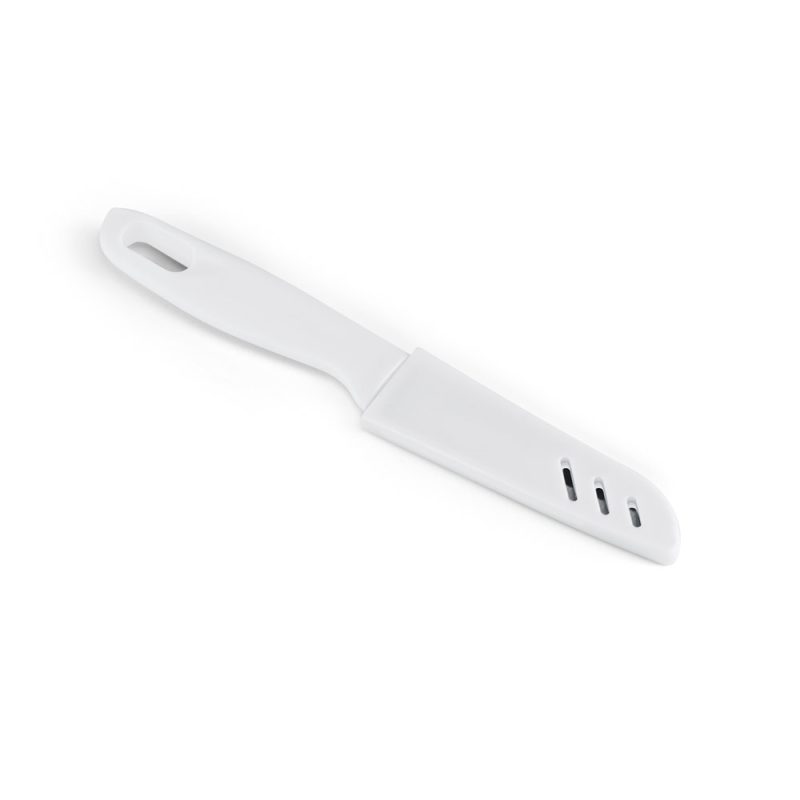 White plastic kitchen knife with sheath