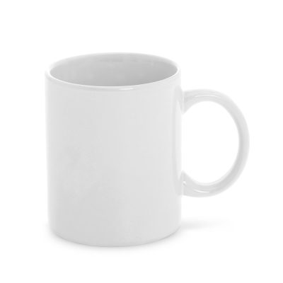 Plain white coffee mug with handle