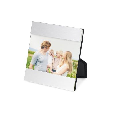 Family photo in modern silver frame
