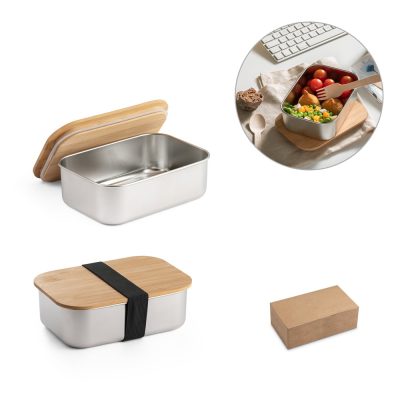 Stainless steel lunchbox with bamboo lid and band