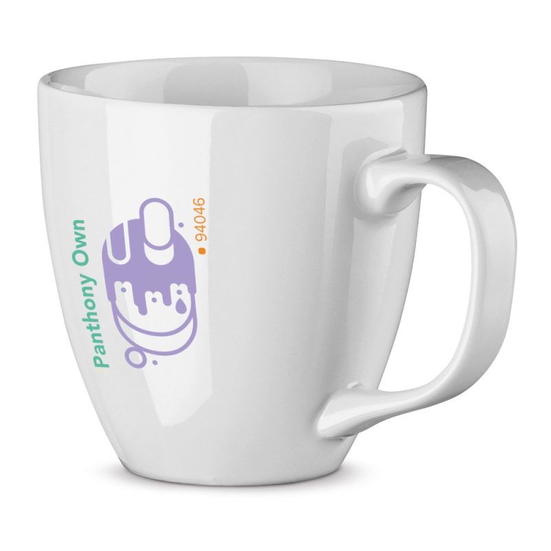White mug with colourful abstract design