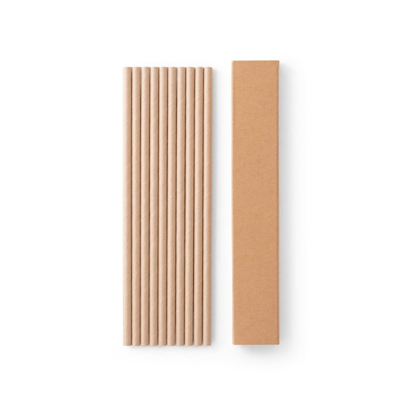 Eco-friendly brown paper straws with box.