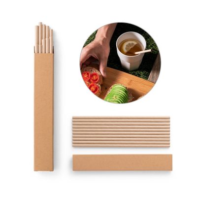 Eco-friendly paper straws with sandwich and tea